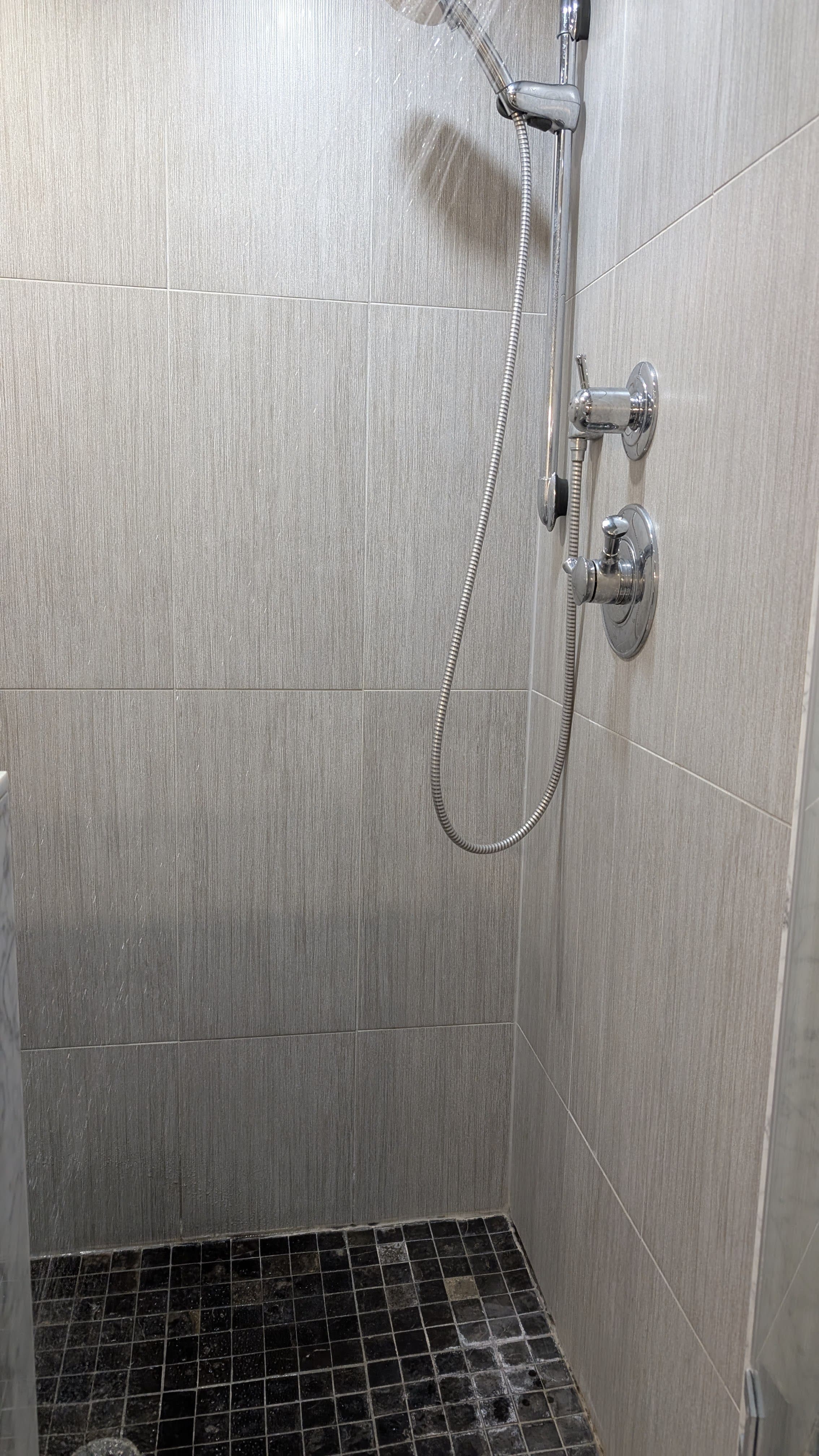 Recorded the sound of a shower going.