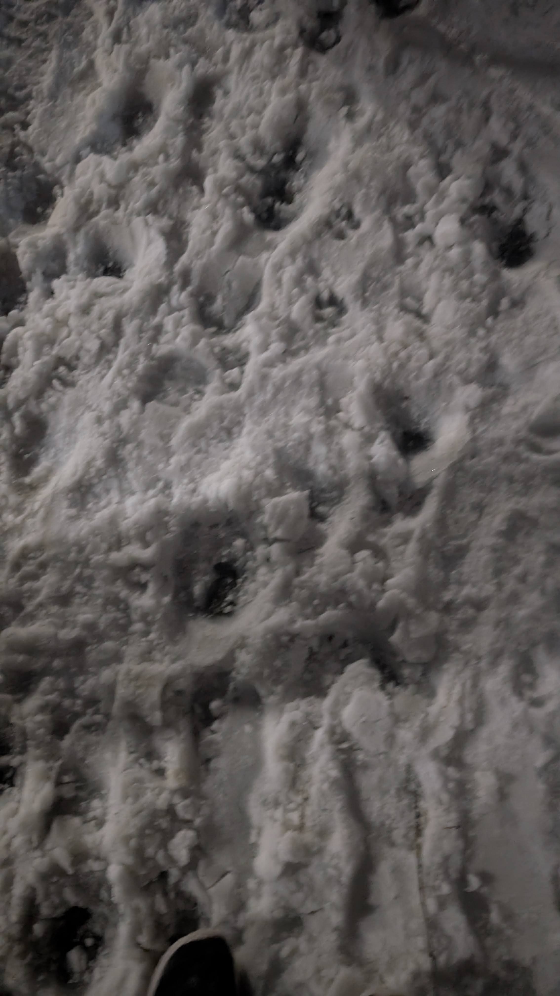 The crunch of snow as I walked in the snow.