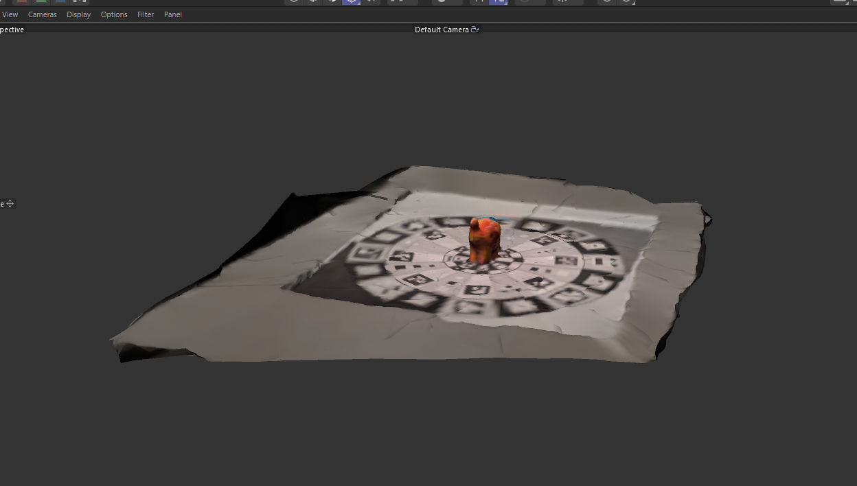 My elephant object imported into C4D. I needed to crop and edit it as the scanning paper was still included.